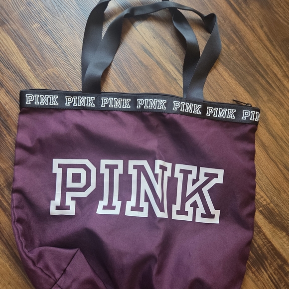 PINK Victoria's Secret Maroon Tote with Black Straps - Picture 1 of 3
